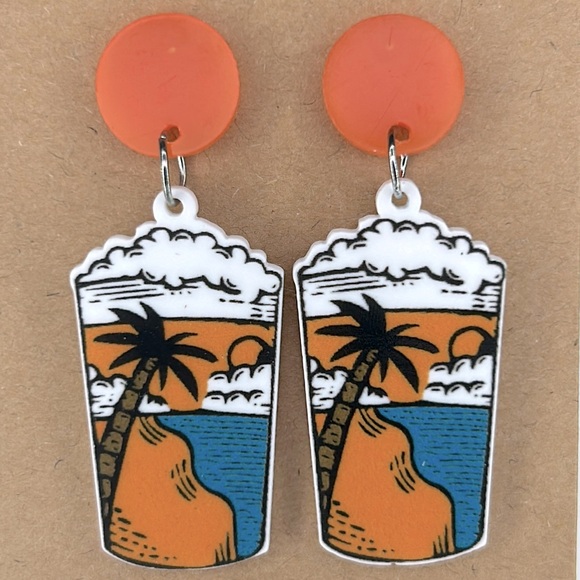 Acrylic Beach Theme Drink Stud Earrings - Picture 1 of 2